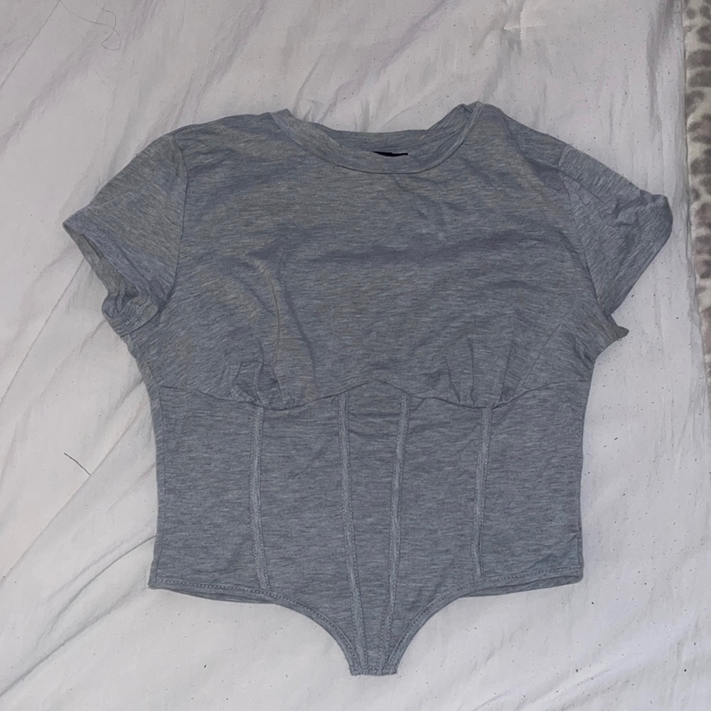 Grey tshirt with corset seams size small